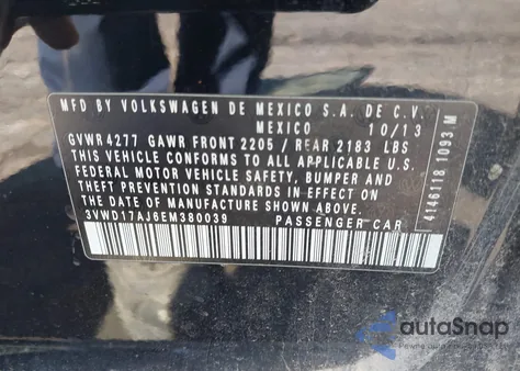 2014 Volkswagen Jetta 1.8T Se from USA, damaged, VIN 3VWD17AJ6EM380039